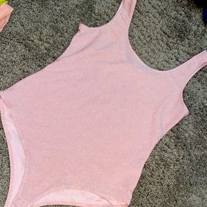 BRAND NEW FOREVER 21 PINK SPARKLY BODYSUIT